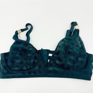 ✅ VICTORIA'S SECRET BRALETTE IN GREEN SIZE X-LARGE SHEER LOGO/STAR STRAPPY BACK